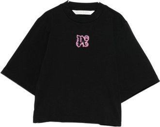 Palm Angels Cropped Black T-Shirt