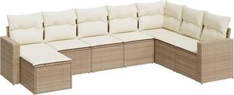 vidaXL Vidaxl - Juego De Sof&aacute;s De Jard&iacute;n Con Cojines Beige 8 Pzas Rat&aacute;n Pe