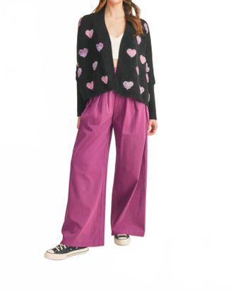 Merci Wide Leg Pleated Pants In Boysenberry