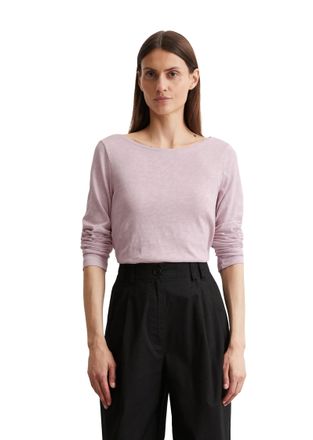 Marc O'Polo Langarmshirt MARC OPOLO, Damen, Gr. L, lila (pale lila), Single Jersey, Obermaterial: 100% Baumwolle, regular fit h&uuml;ftbedeckend, U-Boot-Ausschnitt, ab