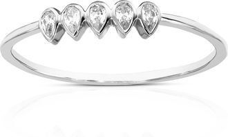 Vir Jewels 1/2 cttw Pear Lab Grown Diamond 5 Stone Engagement Ring in 14K White Gold For Women