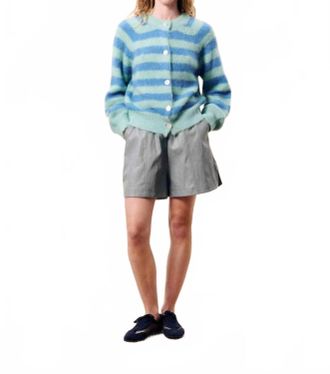FRNCH Beauford Striped Cardigan In Azur Sky Blue