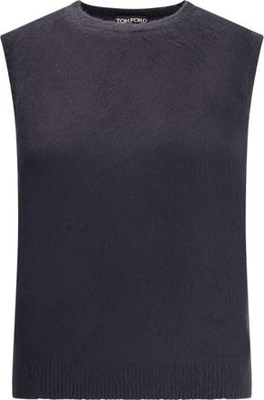Tom Ford Womens Sleeveless Knit Top Cashmere - Dark Grey Silk - Size Medium