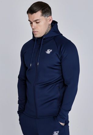 Siksilk Hombres Azul Marino Essentials Poliéster Sudadera con Cremallera Completa XXL
