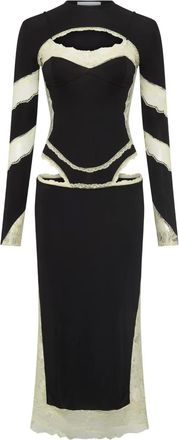 Marine Serre Abito midi con cut-out - Nero