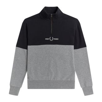 Fred Perry Sweatshirts, male, Multicolor, 2XL, Color Block Half Zip Sweatshirt
