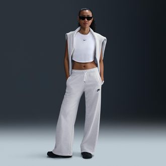 Nike Womens Nike Sportswear Club Fleece Mid-Rise Wide-Leg Sweatpants in Brown | FB2727-051