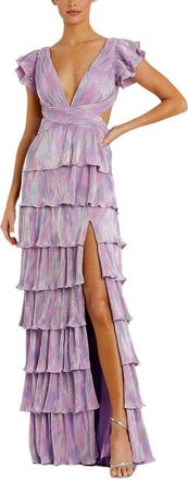 Mac Duggal Ruffle Tiered Criss Cross Lace Up Gown