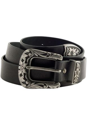 Levi's Lederg&uuml;rtel LEVIS GO WEST BELT, Damen, Gr. 105, schwarz (caviar), Rindsleder, G&uuml;rtel Lederg&uuml;rtel, mit Blumenrelief