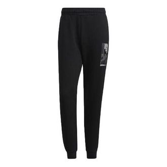 adidas Mens adidas neo Sw Dk Tp Logo Printing Knit Bundle Feet Sports Pants/Trousers/Joggers Black H45223
