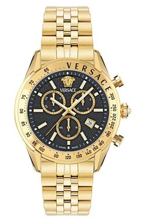 Versace Master Chronograph Bracelet Watch, 44mm in Ip Yellow Gold at Nordstrom