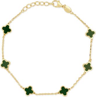 Italian Gold, Inc 14K Yellow Gold Xs Clover Bracelet 5Mm - Malachite