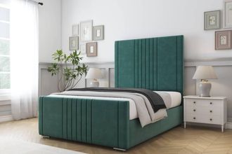 Comfort Beds Royal Plush Bed Frame With Mattress-50 Upholstered in Emerald | Size: Single