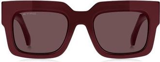 Etro 52mm Rectangular Sunglasses in Burgundy/Pink at Nordstrom