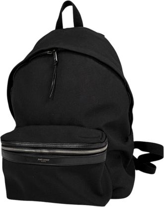 Saint Laurent Black Canvas Leather Backpack (Pre-Owned)