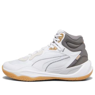 Puma Playmaker Pro Mid Trophies White Grey Gold 379019-01