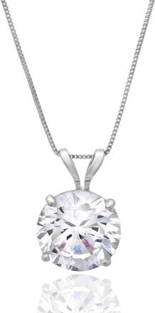 MAX + STONE 14k Yellow or White Gold Round Cubic Zirconia Pendant Necklace 5mm to 10mm