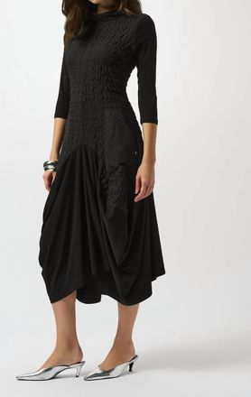 Joseph Ribkoff Bubble Asymmetrical Cocoon Midi Dress In Black