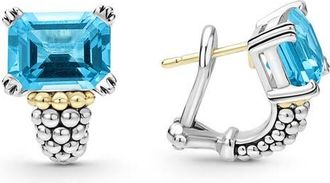 Lagos Small Glacier Blue Topaz Half Hoop Earrings in Swiss Blue Topaz at Nordstrom