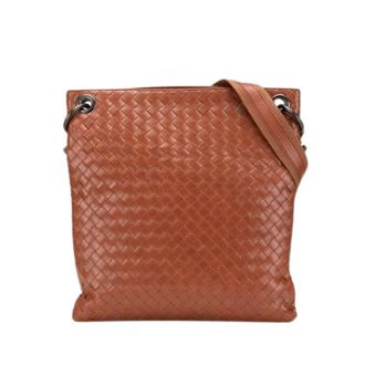 Bottega Veneta Pre-owned Cross Body Bags, female, Brown, Size: ONE SIZE Pre-owned Woven Leather Crossbody Bag