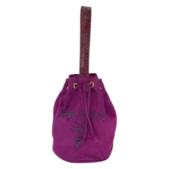 Prada Pre-owned Bucket Bags, female, Purple, Size: ONE SIZE Pre-owned Tessuto Nylon Python 2way Bag
