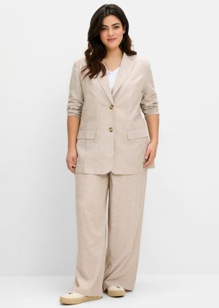 Sheego Jackenblazer SHEEGO Blazer, Damen, Gr. 40, beige, 70% Viskose, 30% Leinen, Blazer Jackenblazer