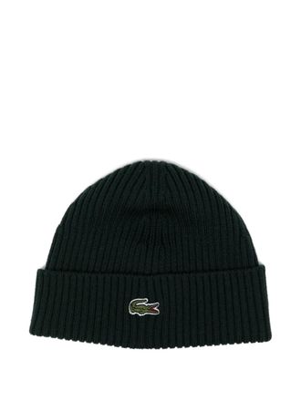 Lacoste logo-embroidered beanie - unisex - Wool - One Size - Green
