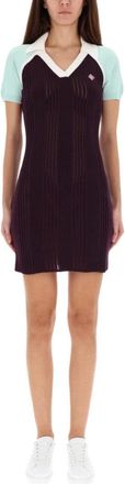 Casablanca Fitted Mini Dress In Ribbed Merino Wool With Contrast Collar