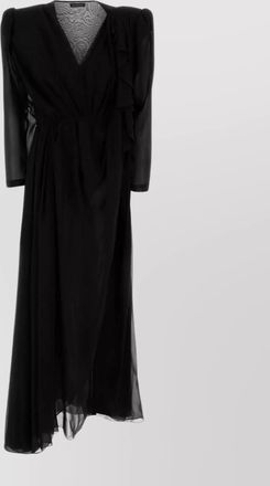 Balenciaga maxi dress with puff shoulders and ruffles