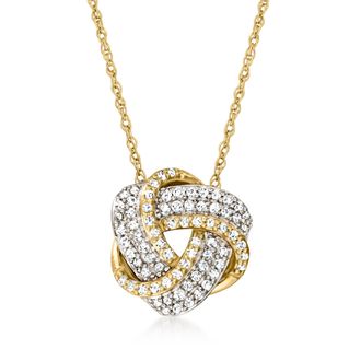 Canaria Canaria Diamond Love Knot Pendant Necklace in 10kt Yellow Gold