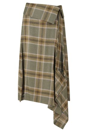 Tela Multicolor Amanda Asymmetrical Plaid Viscose-Blend Skirt