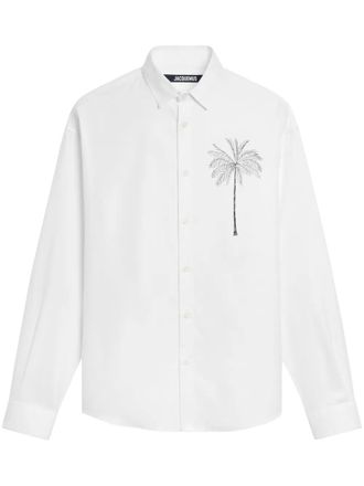 Jacquemus Aloe Palm Tree shirt - men - Cotton - 44 - White