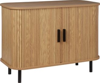 Beliani Aparador Retro Puertas Correderas Mdf Patas De Metal Madera Clara Bradley