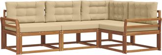 vidaXL Conjunto De Sof&aacute;s De Exterior 4 Uds. Natural Y Beige Vidaxl