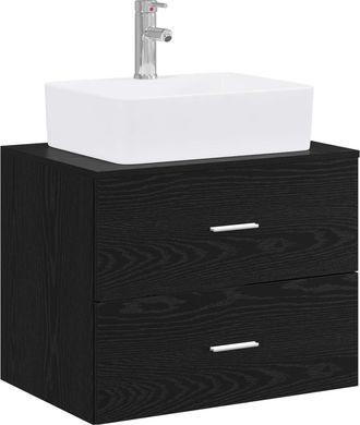 vidaXL Juego De Muebles De Ba&ntilde;o Roble Negro Madera De Ingenier&iacute;a Vidaxl