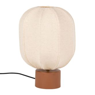 Maisons du monde L&aacute;mpara de acero marr&oacute;n con pantalla de algod&oacute;n color blanco roto
