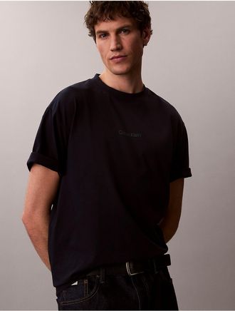 Calvin Klein Mens Micro Logo Graphic Relaxed T-Shirt - Navy - XL