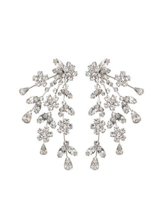 Jennifer Behr 18kt gold plated Daphne crystal drop earrings - Silver