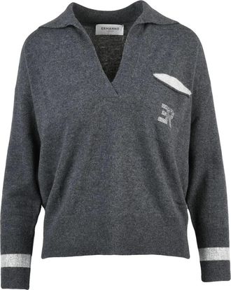 Ermanno Scervino Knit Polo Shirt With V-Neck And Ribbed Cuffs