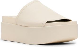 Steve Madden Arwen Platform Wedge Slide Sandal in Bone Leather at Nordstrom, Size 10