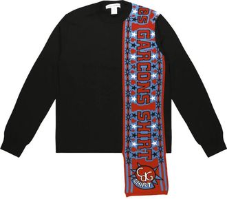 Comme Des Gar&ccedil;ons Football Scarf Knit - Heren - Ronde hals truien - Zwart - L - Wol - Truien & Vesten