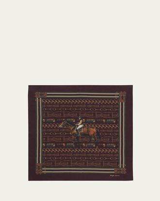 Ralph Lauren Purple Label Mens Equestrian-Print Silk Square Scarf