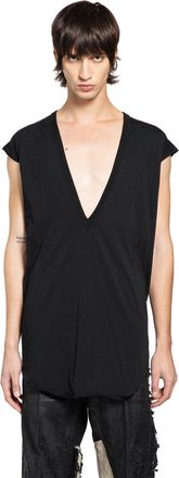 Rick Owens Deep V Neck Cotton Jersey Top