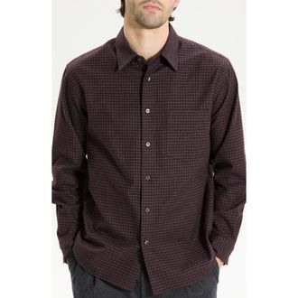 Theory Weekend Woods Check Cotton Button-Up Shirt in Deep Eggplant Multi - 2I4 at Nordstrom Rack, Size Xx-Large