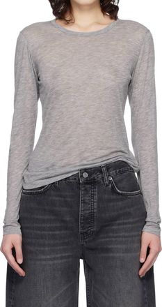 Anine Bing Sylvie Long Sleeve Tee In Grey