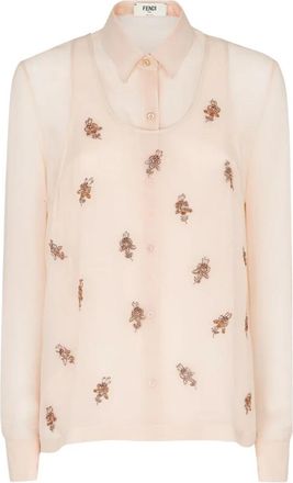 Fendi Roze overhemd met lange mouwen en top - Dames - Overhemden - Roze - M - Overhemden