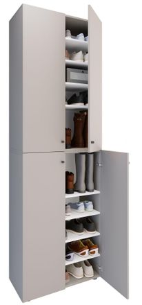 ebuy24 Ebuy24 - Vcm Xl Wood Gran Gabinete De Zapatos Estante De Zapatos Botas Grandes Muebles De Tablero Lona 10 Compartimentos Puertas De Torneado (gris)
