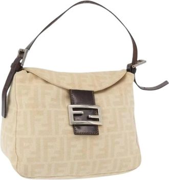 Fendi Pre-owned Shoulder Bags, female, Beige, Size: ONE SIZE Pre-owned Vintage Zucca Shoulder Bag