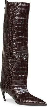 The Attico Womens High Boots Lea Dark Brown Croco-Leather Calf Leather
