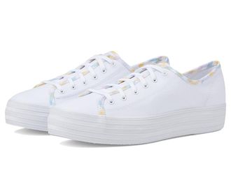 Keds Triple Kick Canvas Womens Lace up casual Shoes White/Multi Gingham Binding : 7.5 B - Medium